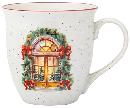 Altom Design Weihnachtsbecher Weihnachtstasse XXL Keramik Becher Weihnachten 630ml (Weihnachtsfenster)