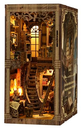 BATTREVO DIY Book Nook Kit - Biblioteca Libri antichi - Kit di costruzione in legno 3D per libreria Decorazione - Idea regalo per adulti e adolescenti Regali di Natale e compleanno