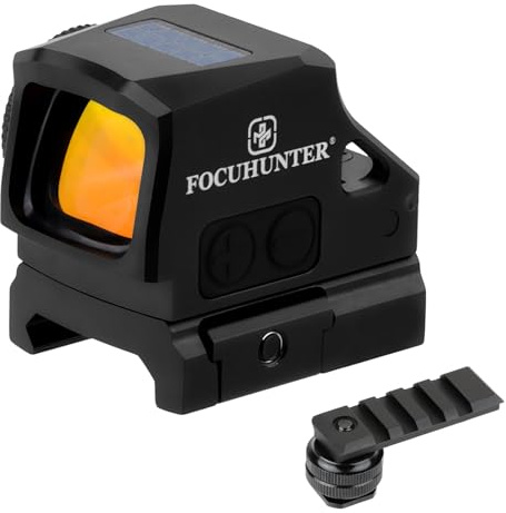 FOCUHUNTER Viseur Point Rouge Solaire Compatible RMSc, Point de 2 MOA et Cercle de 32 MOA avec 3 réticules, Montage sur Rail Picatinny et Griffe Flash Inclus, résistant aux Chocs jusqu'à 3000 G