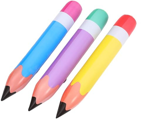 Toddmomy Lápices Inflables Decorativos de PVC para Fiestas y Aulas Accesorio de Lápiz Inflable en Amarillo Azul y Morado Adorno Resistente para Cumpleaños y Decoración Temática Escolar