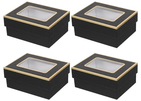 HEMOTON 4 Stück Geschenkschachteln Mit Deckel Faltbox Geschenkbox Mit Transparentem Sichtfenster 14.00 X 11.00 X 6.00 Cm Für Geburtstagsgeschenke Blumen Uhren Süßigkeiten Schmuck
