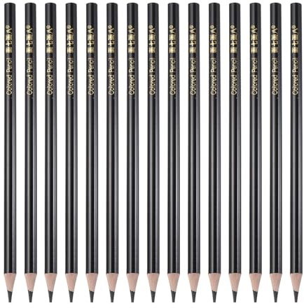 QUARKZMAN Juego De 15 Lápices De Colores Lápices De Dibujo Al óleo Negro