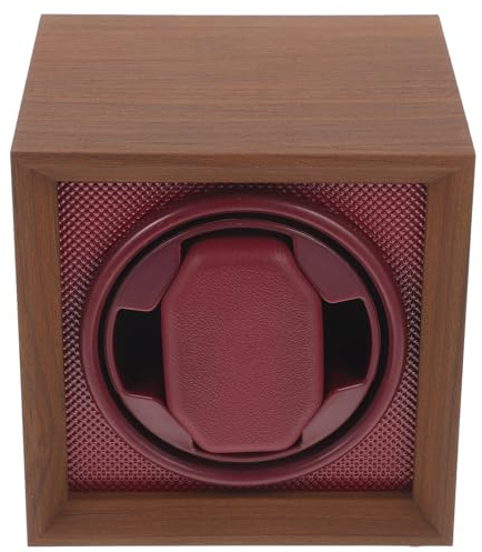 SUPVOX Estuche y Tres Velocidades Ajustables Enrollador de Relojes Automáticos Base Giratoria de Madera Marrón para Cumpleaños y Regalos Elegantes