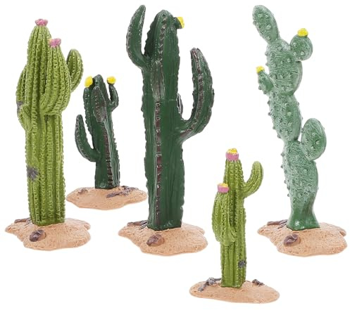 Amosfun Mini Cactus Finti in Plastica 5 Pezzi, Modelli di Cactus in Miniatura per Decorazione Tavolo di Sabbia, Accessori per Giardino e Paesaggi Fai da Te, Leggeri e Realistici