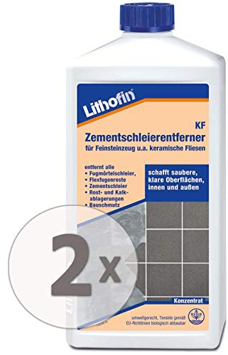 Lithofin KF Zementschleierentferner 2 l - Der geruchsmilde Reiniger speziell für den Innenbereich und alle keramischen Beläge