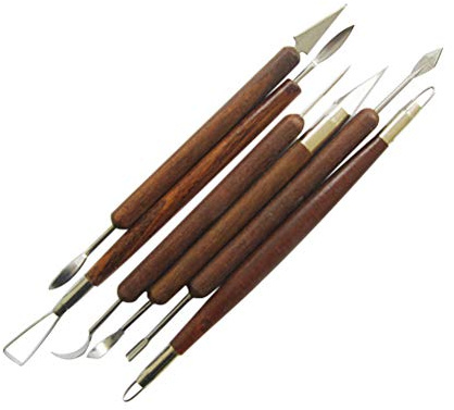 Vosarea 6 piezas de kit de herramientas de escultura de la cinta de arcilla, mini barro cerámica alfarería de aluminio raspador escultura talla herramientas