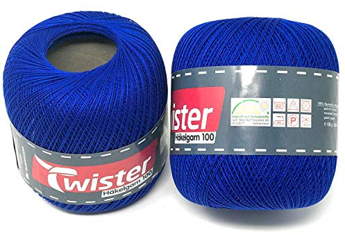 Twister Häkelgarn royalblau Handstrickgarn Baumwollgarn 2x100g