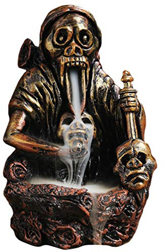 Rückfluss Weihrauchbrenner Harz Skelett Wasserfall Kegelhalter Schädelbrenner Figur Home Fengshui für Home Office Yoga Aromatcherapy Ornament ()