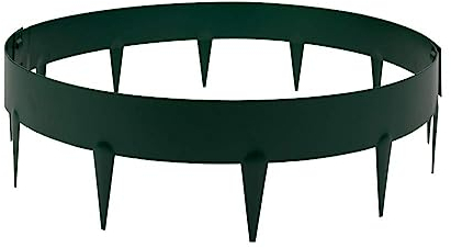 HORNVAL Stahl Baumumrandung mit Dornen - Wurzelsperren aus Zinkblech - Matt Grün O2A Ø 0,6m Baumring - Rhizomsperre Garten Zaun Rasenkante Metall - Zaun Garten Beeteinfassung Metall