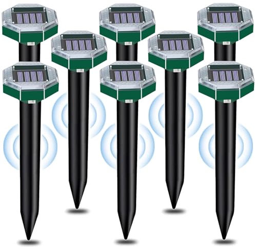 Solar Mole Repellent,8 Pack Mole Repellent Ultrasonic,Sonic Mole Repeller With Waterproof, Mole Control Voles, Gophers, Rats, Snakes and Rodents,Solar Mole Deterrent For Outdoor Lawn Garden Yards