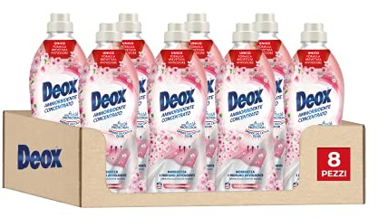 Deox - Ammorbidente Lavatrice Concentrato, 360 Lavaggi, Fiori Giapponesi, Capi Morbidi e Profumati, con Tecnologia Fresh Protection, 900ml x 8 Confezioni