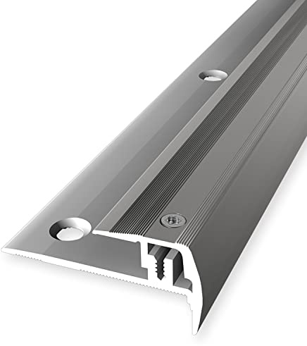 PROVISTON | Treppenkantenprofil | Metallprofil | Breite: 23 mm | Höhenausgleich: 7-16 mm | Länge: 1000 mm | Aluminiumprofil | Edelstahloptik | 1 Stück