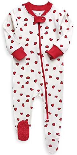 Vaenait Baby Infant Girls Unisex Zipper Long Sleeve Footed One-Piece Footies Heartpop 3-6M