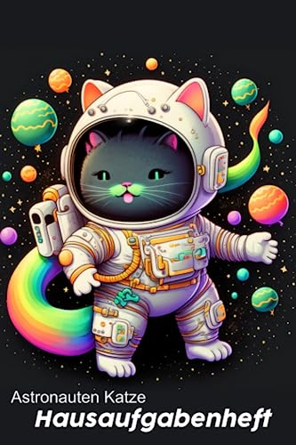 Astronauten Katze Hausaufgabenheft: Einfaches und übersichtliches Hausaufgabenheft für kleine Astronauten