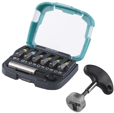 wolfcraft Set Cacciavite a gancio + Scatola di punte - 8642000 - per viti a gancio e ad anello