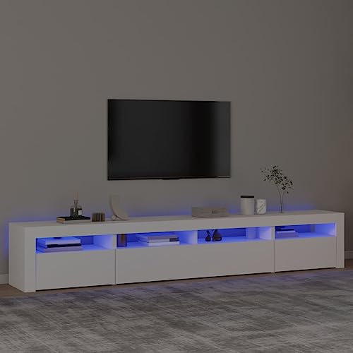 fernsehschrank Weiss,tv Board Weiss,fernsehtisch Weiss,TV-Schrank mit LED-Leuchten Weiß 240x35x40 cmtv Sideboard,fernsehschrank,tv Board Weiss,tv Board,
