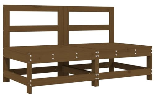 vidaXL Garten Ecksofa 2 STK., Modular Gartenmöbel, Sofa Lounge Sessel für Garten Terrasse Balkon, Gartensofa Gartensessel, Honigbraun Massivholz Kiefer