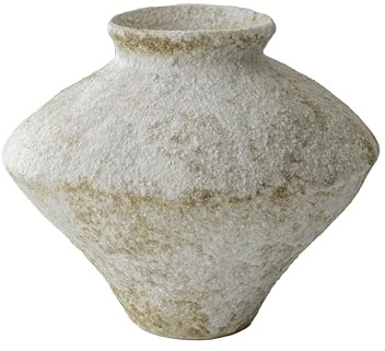 CozyWel Rustic Farmhouse Textured Ceramic Vase, Handcrafted Distressed White Pottery Flower Vase for Centerpiece, Decorative Vases for Living Room, Kitchen, Bedroom, Office Decor, Gift & Weddings