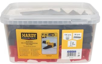 HARDY Système de nivellement pour carrelage - Clips 2 mm 100 pièces + cales 50 pièces godet