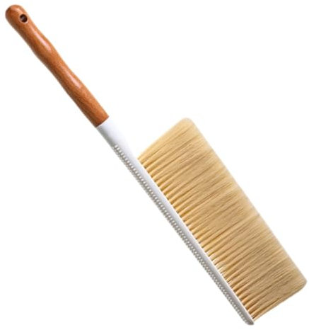 CHILDWEET Brosse à Poussière à Poils Souples Manche en Bois, Balai à Main De Taille Moyenne, Brosse De Nettoyage Douce pour Maison, Dépoussiérage Canapé, Bureau Et Surfaces Délicates