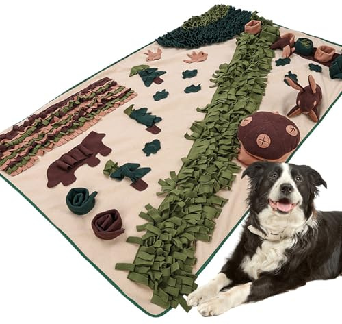 RUYICZB Schnüffelteppich Hund Hundespielzeug Intelligenz Waschbar Trainingsmatte Futtermatte Riechen Trainieren Schnüffeldecke Für Kleine & Große Hunde Gegen Langeweile Und Anregung 154X96cm
