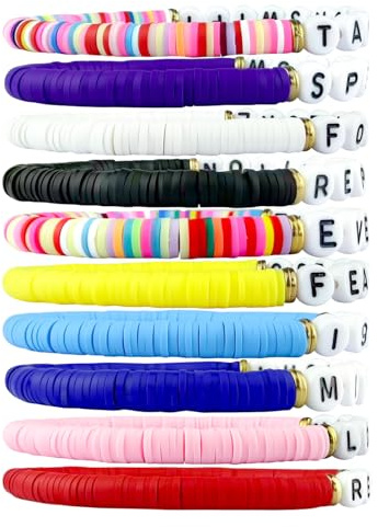 Ayehe Friendship Bracelet, Stretch Beaded Bracelets for Women Stackable Bracelets Sets for Music Fans, Top Albums, Concert Gift (10pcs Clay Beads)