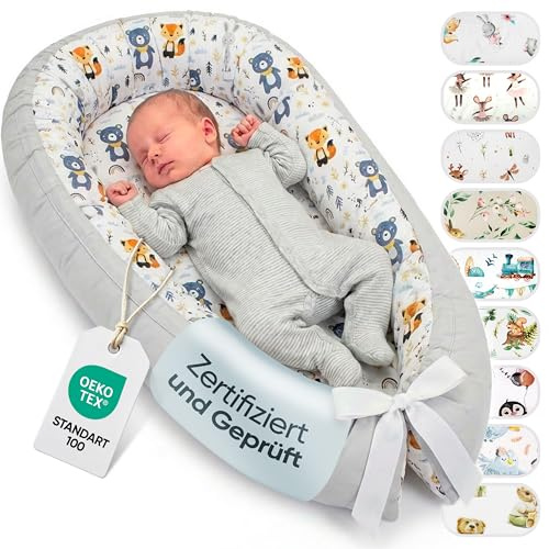 LULANDO Nido de bebé – Standard 100 de Oeko-Tex – Nido Multifuncional para bebés y bebés – Cuna de Viaje – 100% algodón – antialérgico