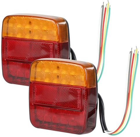 EXLECO 2 X Anhänger Rückleuchten LED Rücklicht Anhänger Beleuchtung 12V Universal Rücklichter 26 LEDs KFZ Heckleuchte LED Augen mit ECE E-Geprüfte Blinker Zubehör für Traktor PKW LKW RV Caravan
