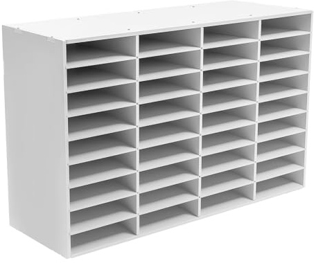 HUSPOO 36 FächerBriefablage A4 Stapelbar, Dokumentenablage 4x9 Fächer Briefablage, 100x30x61cm, PVC Literatur Organizer, Ablagesystem Desktop Aktenhalter Zu Hause, Büro, Klassenzimmer (Weiß)