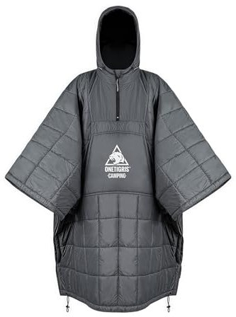 OneTigris Camping Blanket Poncho with Recycled 3M Thinsulate Insulation,Wearable Hoodie Blanket | Ultralight Water-Resistant Warm Camping Blanket for Outdoor, Hiking, Stadium