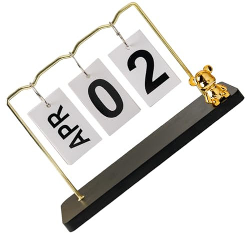 Operitacx Kalenderverzierungen Office-Desktop-Kalender Elektronischer Wandkalender Bürokalender büro dekoration office decoration Rustikales Landhaus-Schreibtischzubehör hölzern Black