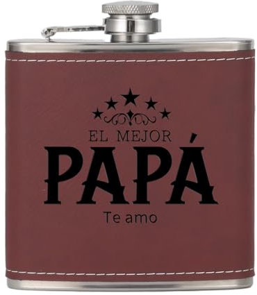Regalo Dia Del Padre,PAPA Petaca Personalizada,Petaca de acero inoxidable personalizada con grabado, Portátil Petaca Whisky para Escalada Camping Barbacoa Bar Fiesta (6oz/180ml)