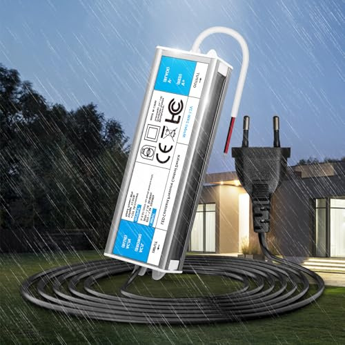 KSIBNW LED Trafo 12V 24W 2A Netzteil Adapter IP67 Outdoor Wasserdicht Transformator mit Stecker, Treiber 230V AC auf DC 12Volt Konstantspannung Niedervolt Schaltnetzteil für Außen LED Streifen