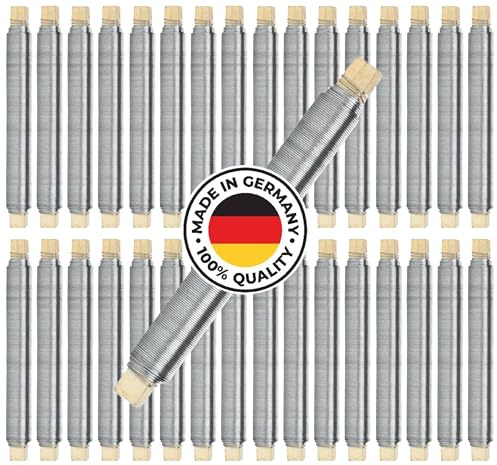 Weichgeglühter PREMIUM Blumendraht Made in Germany Ø0,65mmx38m je Stück | Äußerst biegsam, stabil & flexibel als Bindedraht, Wickeldraht, Pflanzendraht, Pflanzenhilfe (Silber verzinkt, 25 Stk.)