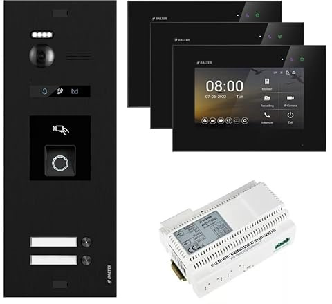 BALTER EVO HD RFID/FINGERPRINT Video Türsprechanlage Black 2-FAM 3x Monitor