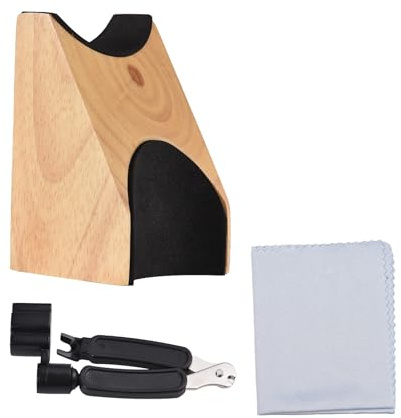 Ruhestand der Gitarrenhals, Buche Gitarrenhalsunterstützung Pillow Cradle Halter mit String -Wickler -Reinigungstuch für Gitarrenworkstation, Ukulelen, Geigen, Banjos, Mandoline,