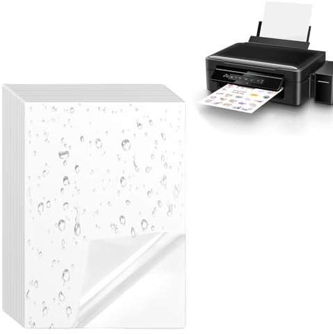 Bedruckbare Klebefolie, Sticker Papier Zum Bedrucken, Stickerpapier Zum Selbst Drucken, A4 Selbstklebende Folien, Druckerpapier Wasserfest, Bedrucken Klebefolien für Tintenstrahldrucker Laserdrucker