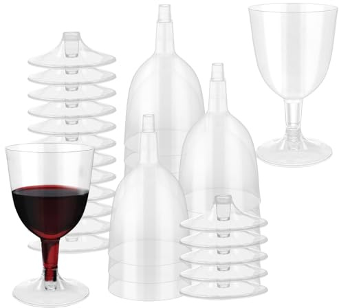 TTQiAnJ 50 Pièces Verres à Vin En Plastique 150 ml,Transparent - Gobelets à Vin De Fête Réutilisables pour Cocktails,Desserts - Coupes à Vin pour Fêtes,Mariages,Anniversaires,Noël
