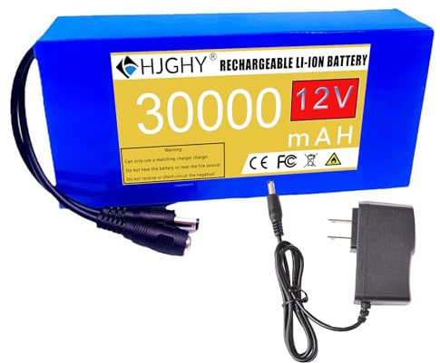 HJGHY 12V 30000mAh litiumjonbatteripaket DC 12V 30Ah utbytbart litiumbatteri med 12V polymerlitiumbatteri för 360W motorsatser