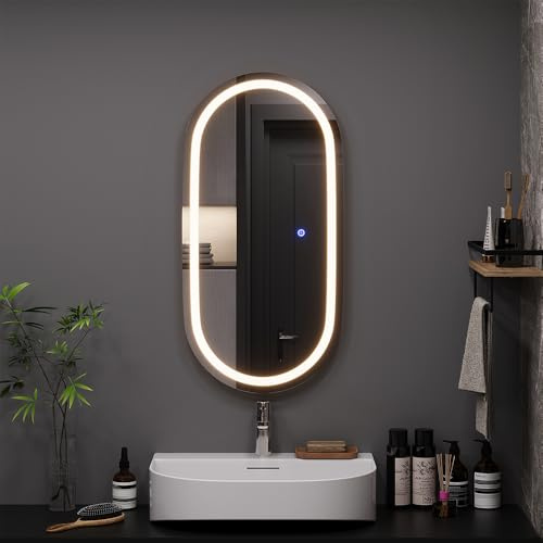 Vicco Badezimmerspiegel Miral, Glas, 80 x 40 cm | mit Frontlight Beleuchtung, zur Wandmontage geeignet für Feuchträume