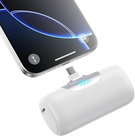 Batterie Externe pour iPhone 17/16 Series, 5500mAh USB C Mini Power Bank 15W PD 3.0A Charge Rapide Chargeur Ultra-Compact et Léger Batteries Portable avec Écran LED pour iPhone 17/16/15, Samsung ect