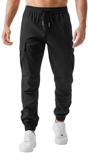 LVCBL Pantalon Chantier Homme Cargo Elastique Noir L