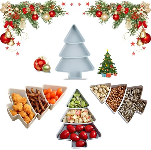 Piatto da Portata Natalizio, Dwafill Piatti natalizi, Vassoio Snack, Adatto per Frutta, Snack, Dessert dal Piatti Natale, Servizio Piatti Natale (Blu)