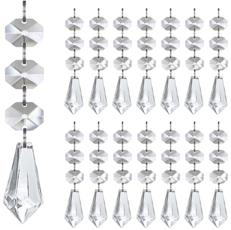 15PCS Christmas Tree Decorations, Clear Crystal Acrylic Prism Teardrop Christmas Hanging Ornaments, Crystal Hanging Pendant for Xmas Wedding Home Festival Party Winter Theme