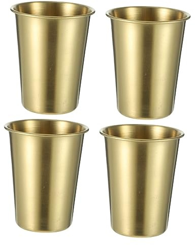 VERDANVERSE 4 pièces Lot de Gobelets Inox sans Revêtement Surface Lisse Multi-usage pour Eau Vin et Cocktails Légers et Empilables pour Maison Fêtes