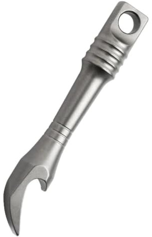 Whychstore Titanium Crowbar Keychain Tool, Multi-Functional EDC Pry Bar and Bottle Opener, Compact Lightweight Design for Keys or Belt (Silver)
