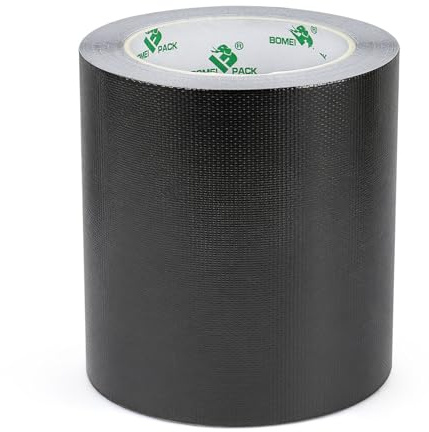 BOMEI PACK Netzverstärkt Schwarz Aluminium Klebeban 120mm x 20 m, selbstklebendes Alu-Klebeband-Aluband, Wasserdichtes- und hitzebeständiges Band zum Versiegeln, Reparieren und Isolieren