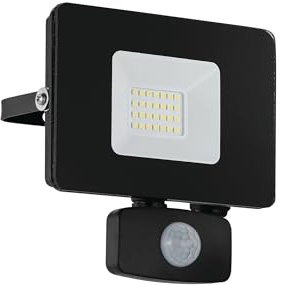 EGLO LED Außen-Strahler Faedo 3 1 flammige Außenleuchte | inkl. Bewegungsmelder, Sensor-Wandstrahler aus Alu, Farbe: Weiß, Glas: klar, 20 Watt, IP44
