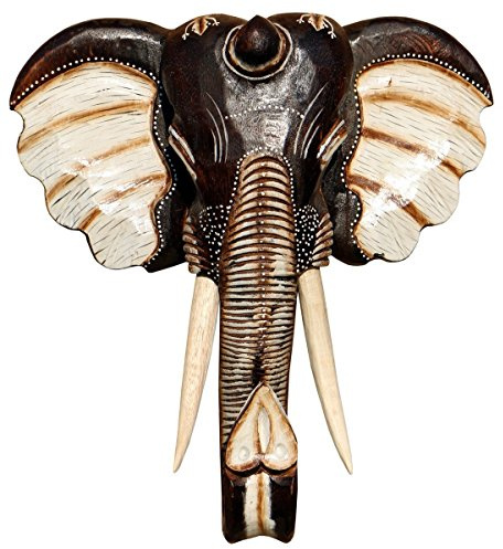 Wogeka Schöne 40 cm Elefant Holz Maske Kopf Afrika Elephant Handarbeit Bali Maske48.40