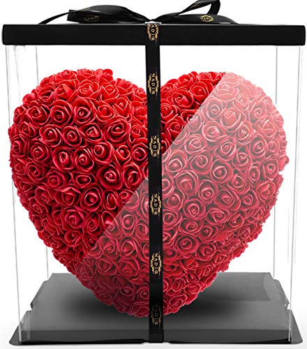 Nadir Rosenherz Blumenherz rot | Inklusive Geschenkbox, Ewige Infinity Rosen, Valentinstag Muttertag Geburtstag, Jahrestag Jubiläen